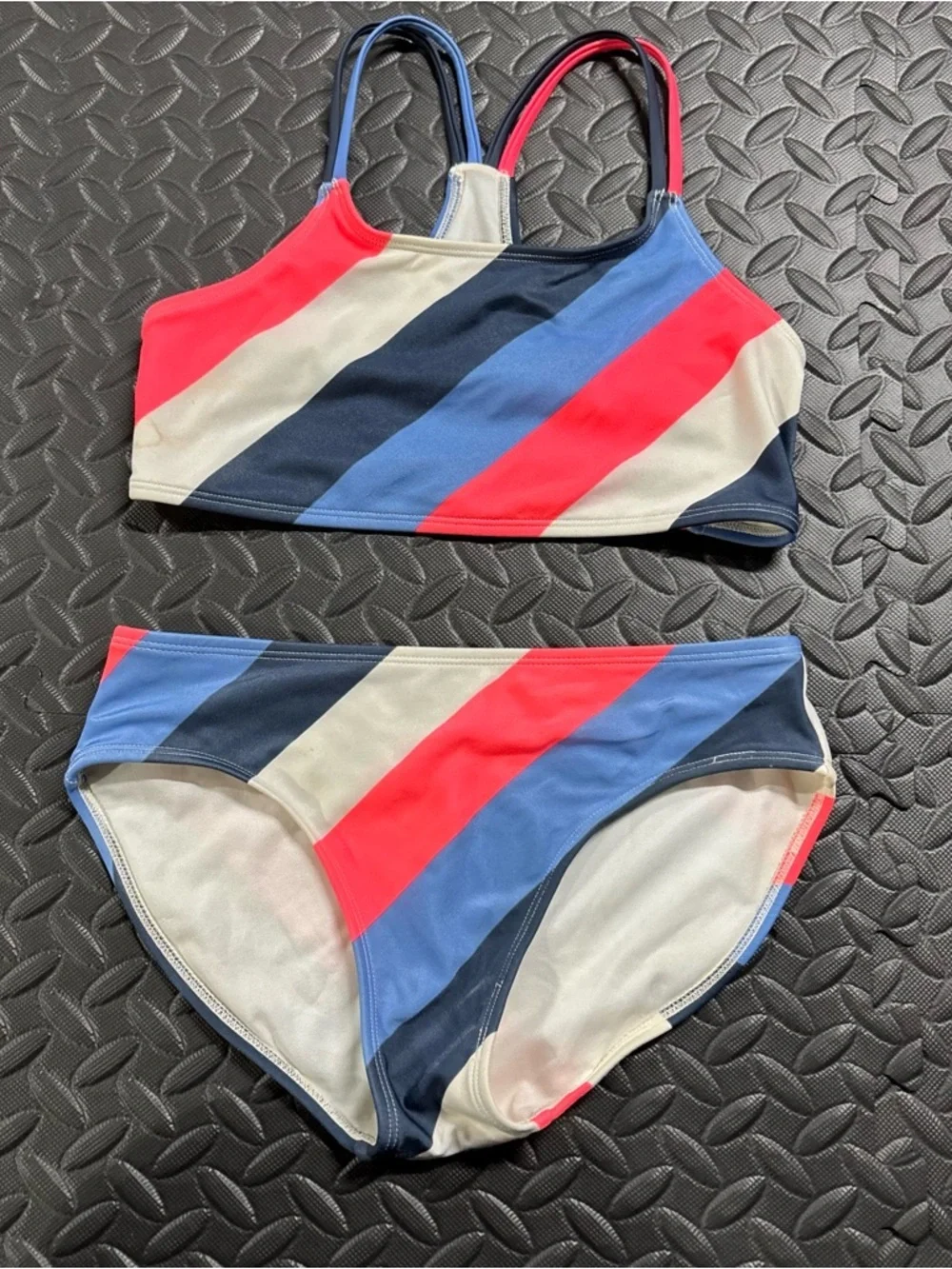 Art Class Girls Bikini Set L 10/12 Striped Colorblock Swim Two Piece